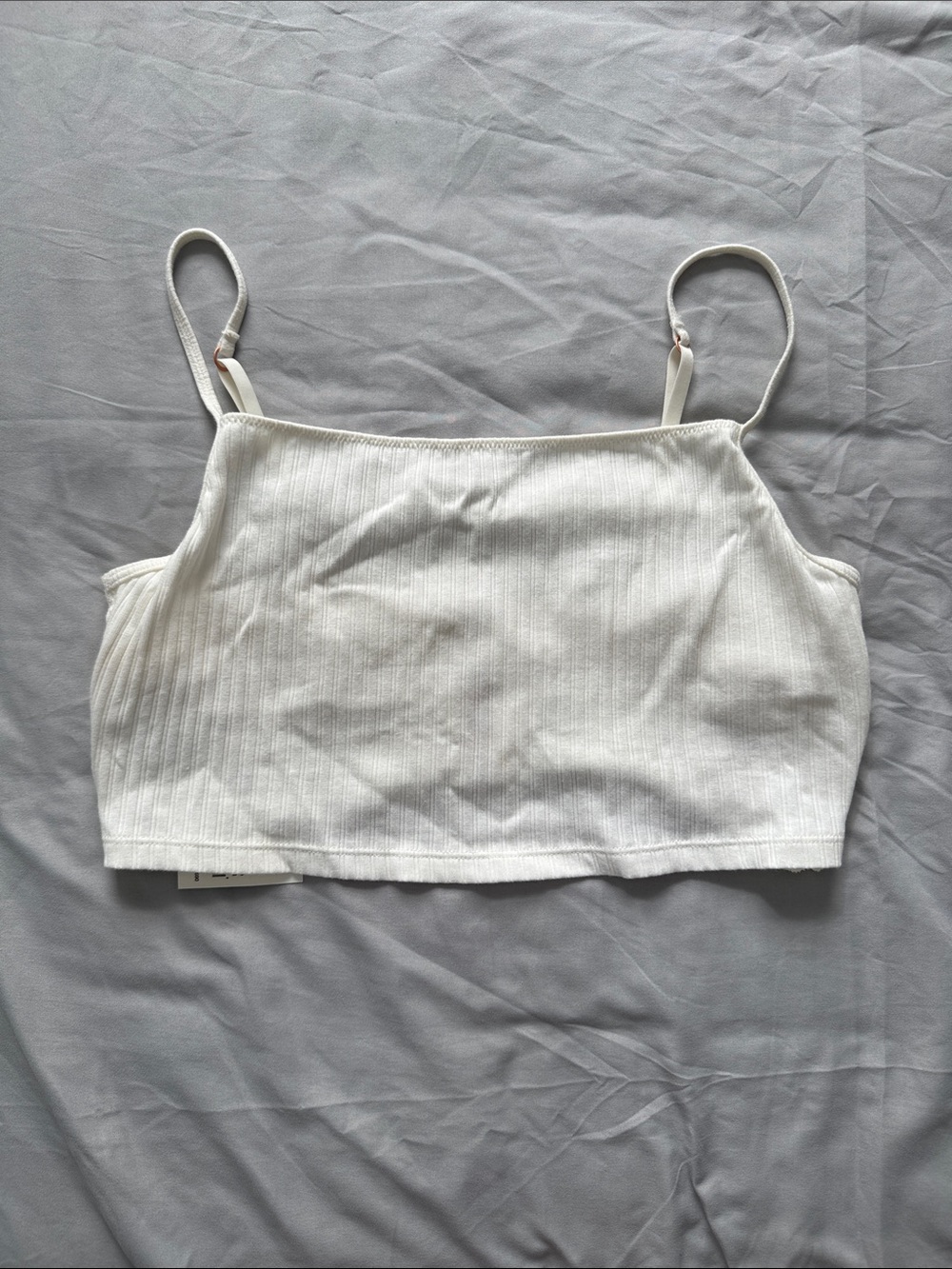 Aerie Ribbed Square-Neck White Cropped Camisole